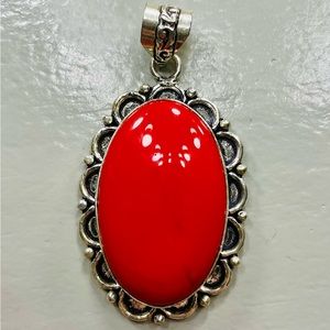 925 Sterling Silver Genuine coral Pendant